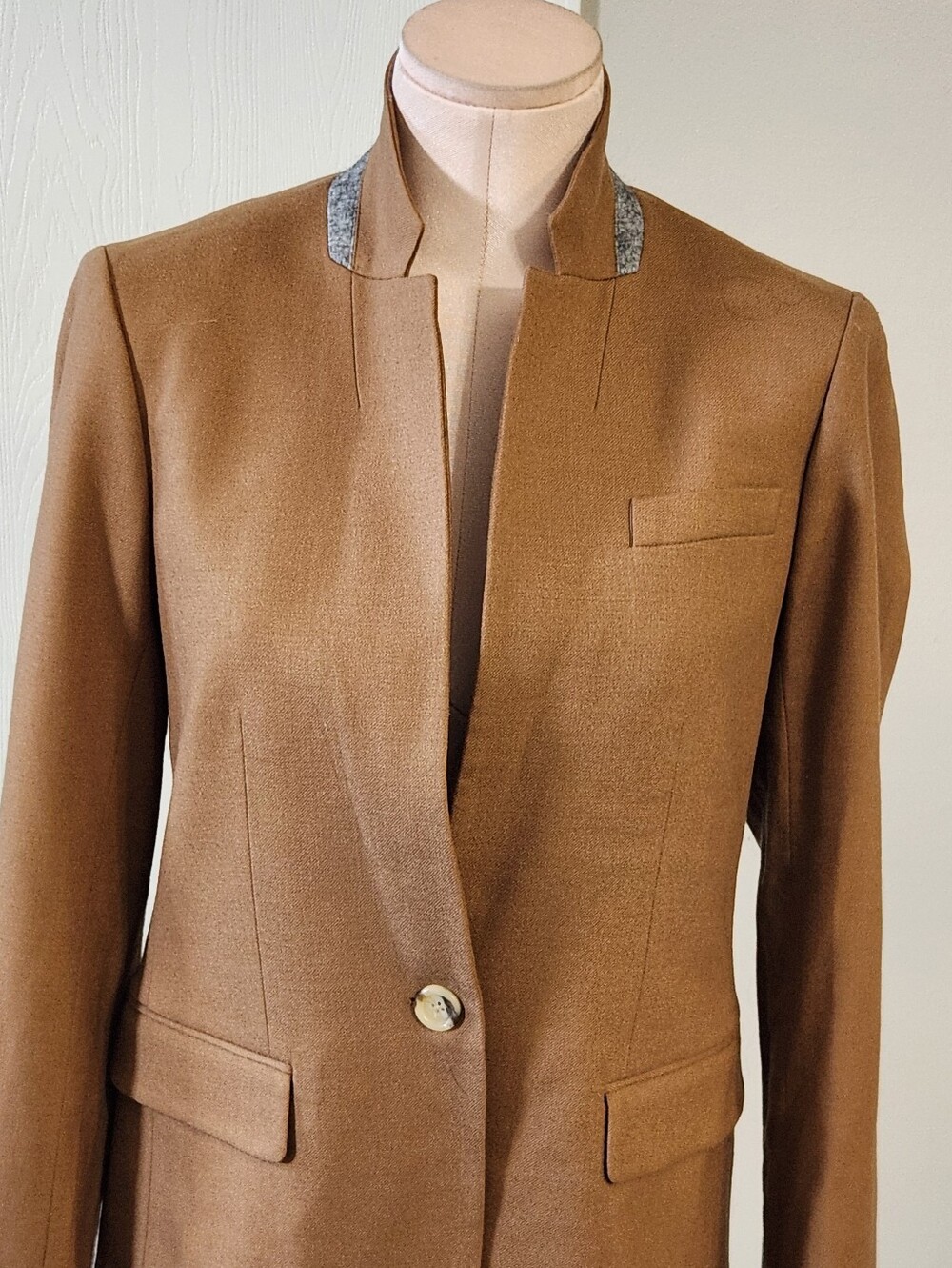 J.Crew Regent Blazer Womens Camel Brown Wool Stand Collar - Picture 8 of 16